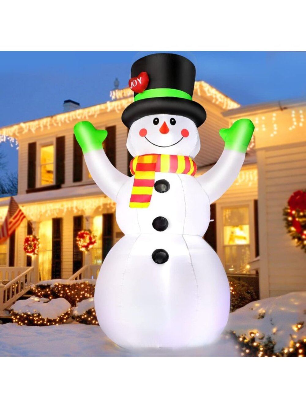 Giant 7FT Snowman Inflatable Outdoor Decor with LED Lights - Weatherproof Xmas